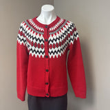 Talbots Red White Cardi Sweater SZ L