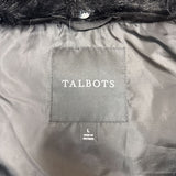 TALBOTS Black Faux Fur Collar Vest SZ L
