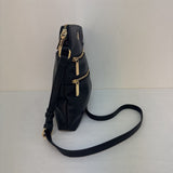Anne Klein Black Leather Crossbody Bag with Gold Accents