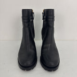 TORY BURCH Leigh Lug Sole Bootie Black Pebbled Leather SZ 7.5