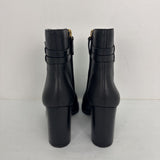 TORY BURCH Leigh Lug Sole Bootie Black Pebbled Leather SZ 7.5
