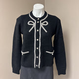 ADRIANA PAPELL Black Beaded Bow Sweater SZ S