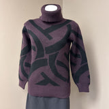 LIZ CLAIBORNE Plum/Black Sweater SZ S