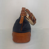 DOONEY & BOURKE Navy/Tan Pebbled Leather Hobo Handbag DOONEY & BOURKE Navy/Tan CLOTHING-DESIGNER HANDBAGS-WALLETS