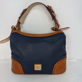 DOONEY & BOURKE Navy/Tan Pebbled Leather Hobo Handbag DOONEY & BOURKE Navy/Tan CLOTHING-DESIGNER HANDBAGS-WALLETS