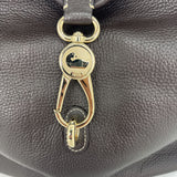 DOONEY & BOURKE BELVEDERE Chocolate Pebbled Leather Logo Lock DOONEY & BOURKE CHOCOLATE BROWN CLOTHING-DESIGNER HANDBAGS-WALLETS