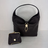 DOONEY & BOURKE BELVEDERE Chocolate Pebbled Leather Logo Lock