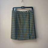 TALBOTS Blue Green Plaid Wool Skirt SZ 4