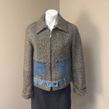 BROWN WHITE TWEED JACKET SZ L