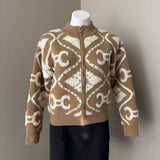 COASTAL BLOOM Taupe Cream Cardi SZ S