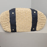 Woven Tote Bag with Black Straps