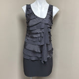 Ann Taylor LOFT Women's Gray Ruffled Top