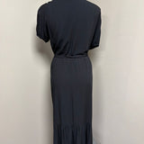 Black Wrap Dress with Ruffled Hem