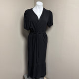 Black Wrap Dress with Ruffled Hem