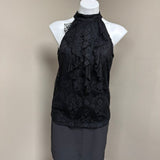 AB Studio Black Lace Halter Top