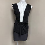 BCBGMAXAZRIA Black Deep V-Neck Dress