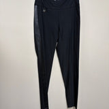 Raffinalla Women's Black Pants with Faux Leather Side