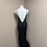 Elegant Black Slip Dress with Beaded Detailing