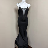 Elegant Black Slip Dress with Beaded Detailing