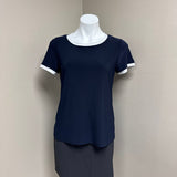 Navy Blue Button Back Top