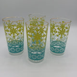Vintage Anchor Hocking Glass Tumblers Set with Snowflake Pattern