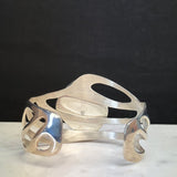 Artistic Sterling Silver and Pink Stone Cuff Bracelet