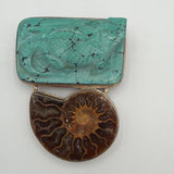 Sterling Silver Turquoise and Ammonite Pendant