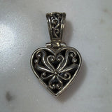 Sterling Silver Heart Pendant with Black Stone