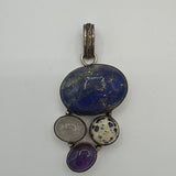 Sterling Silver Multi-Stone Pendant with Lapis Lazuli and Amethyst