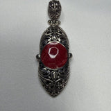 Sterling Silver Pendant with Red Stone
