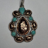 Sterling Silver, Turquoise and Copper Pendant with Silver Accents
