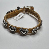 Brighton Woven Leather Bracelet with Heart Charms