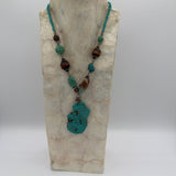 Turquoise Colored Beaded Necklace with Pendant