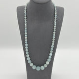 Aquamarine Beaded Necklace with Sterling Silver Clasp