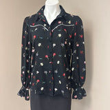 cinq a sept Floral Black Button-Up Shirt