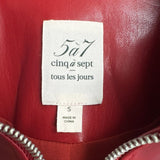 Red Vegan Leather Jacket with Puff Sleeves