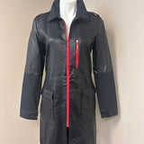 209 Black Leather Jacket with Red Accents