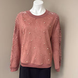 aliceblue Women's Blush Pink Sweater with Lace Details