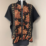Chico's Floral Patterned Zipper Poncho