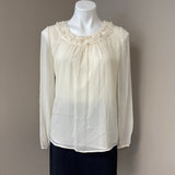 St. John Women’s Long Sleeve Blouse with Pearl Detail