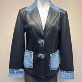 Nicola Berti Black Leather and Denim Jacket