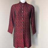 Chico's Design Red and Black Patterned Button-Up Tunic