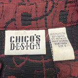Chico's Design Red and Black Patterned Button-Up Tunic