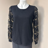 Chico's Black Long Sleeve Top with Decorative Sleeves