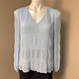 Light Blue Textured Blouse by White House Black Market