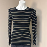 Lauren Ralph Lauren Women's Black and Gold Striped Long Sleeve Top