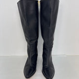 Vince Camuto Black Leather Knee-High Heeled Boots