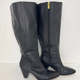Vince Camuto Black Leather Knee-High Heeled Boots