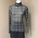 Black and White Houndstooth Turtleneck Top