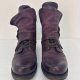 Vintage Purple Leather Boots, Size: 40